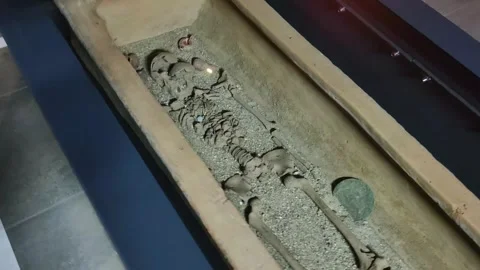 The Museum contains statues, tombs, columns and stone carvings from the Hellenis Stock Footage 290790273