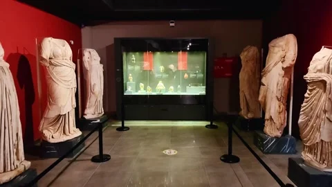 The Museum contains statues, tombs, columns and stone carvings from the Hellenis Stock Footage 290790498