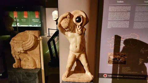 The Museum contains statues, tombs, columns and stone carvings from the Hellenis Stock Footage 290790584
