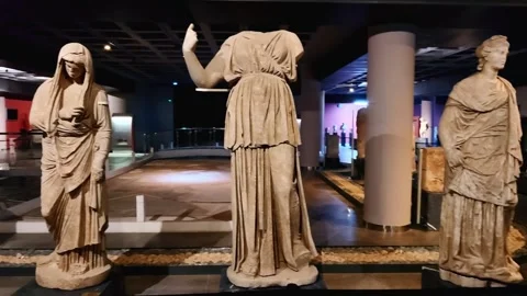 The Museum contains statues, tombs, columns and stone carvings from the Hellenis Stock Footage 290790619