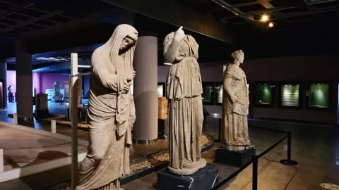 The Museum contains statues, tombs, columns and stone carvings from the Hellenis Stock Footage 290790621
