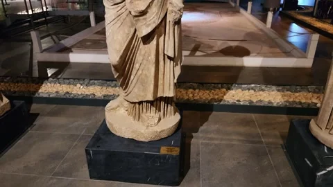 The Museum contains statues, tombs, columns and stone carvings from the Hellenis Stock Footage 290790635