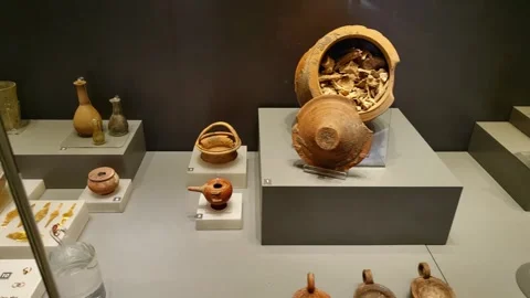 The Museum contains statues, tombs, columns and stone carvings from the Hellenis Stock Footage 290790655