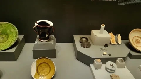 The Museum contains statues, tombs, columns and stone carvings from the Hellenis Stock Footage 290790656