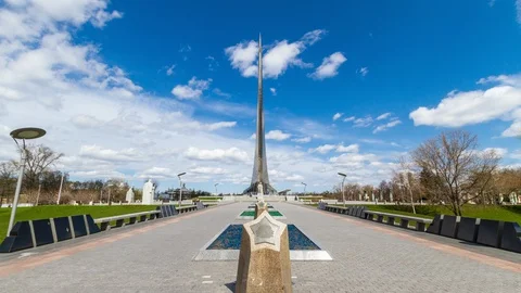 Museum of Cosmonautics and Space Conquerors Monument, Moscow, Russia Stock Footage 129843011