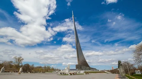 Museum of Cosmonautics and Space Conquerors Monument, Moscow, Russia Stock Footage 129843035