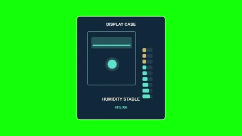 Museum Display Case Humidity Stable Green Screen Overlay Vídeo Stock 345030198