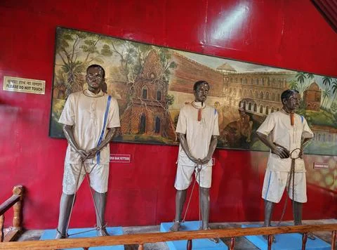 A museum display inside the Cellular Jail showing life-sized models Stock Photos