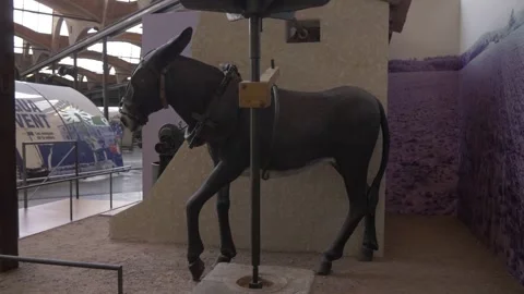 Museum donkey work animal statue agriculture mill history retro mNACTEC Stock Footage 344111154