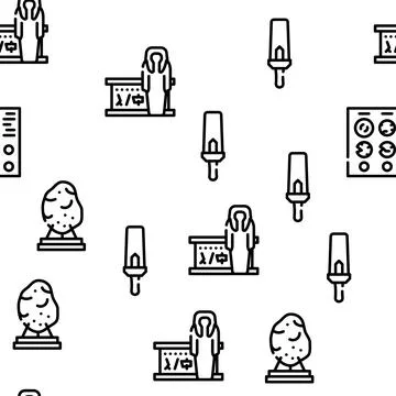 Museum Exhibits And Excursion Vector Seamless Pattern Stock Illustration
