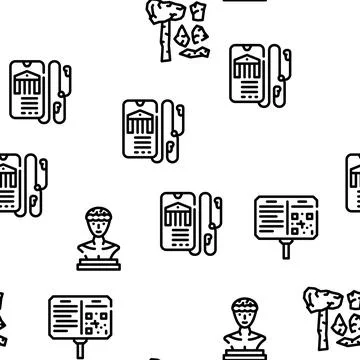 Museum Exhibits And Excursion Vector Seamless Pattern Stock Illustration
