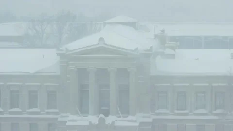 Museum of Fine Arts - Winter Storm Stock Footage 345185631