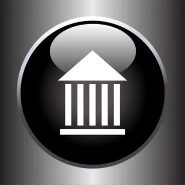 Museum flat simple icon on black button Stock Illustration