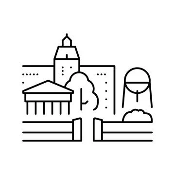 Museum gallery art object construction line icon vector illustration Ilustración de archivo