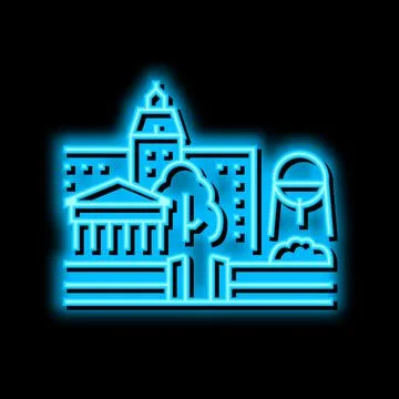 Museum gallery art object construction neon glow icon illustration Illustrazione stock