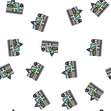 Museum gallery art object construction vector seamless pattern Stock Illustration
