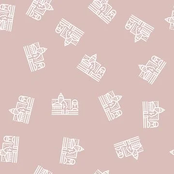 Museum gallery art object construction line seamless pattern Illustrazione stock