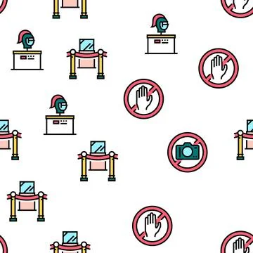 Museum Gallery Exhibit Vector Seamless Pattern Stock Illustration