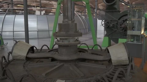 Museum gear machine mill metal old iron agriculture industry mNACTEC 1 Stock Footage 344111188