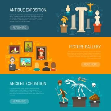 Museum Horizontal Banners Illustration