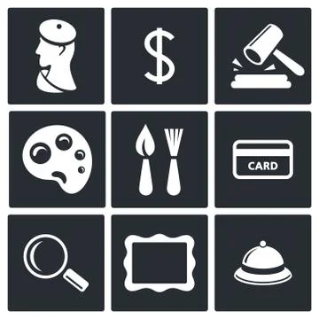 Museum icon collection Illustrazione stock