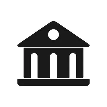 Museum icon flat design isolated on white background, black vector illustrati Illustrazione stock