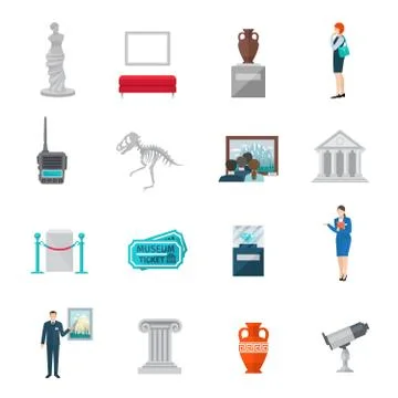 Museum Icon Flat イラスト素材