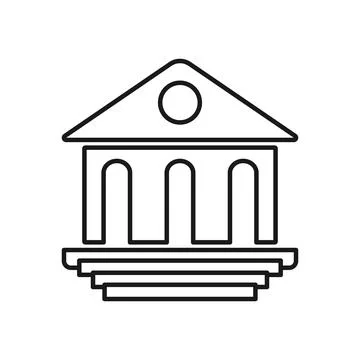 Museum icon flat line design isolated on white background, vector illustratio Illustrazione stock