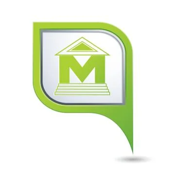 Museum  icon on green map pointer Stock Illustration