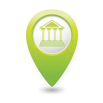 Museum icon green map pointer Stock Illustration