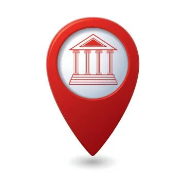 Museum icon red map pointer Illustrazione stock