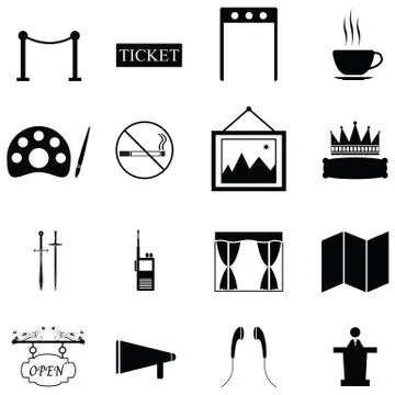 Museum icon set Stock Illustration