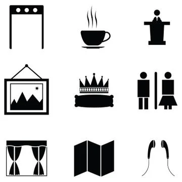Museum icon set Stock Illustration