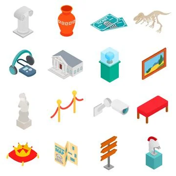 Museum icons set Stock Illustration