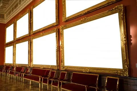 Museum interior with picture frames. empty gallerys in museum Stock Photos
