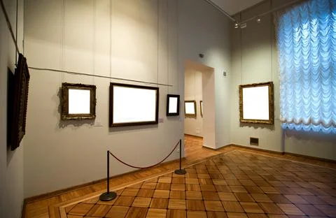Museum interior with picture frames. empty gallerys in museum Stock Photos