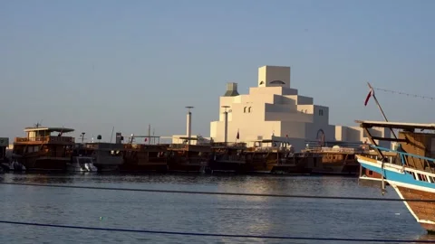 The Museum of Islamic Art, Doha, at Sunset Stock-Footage 336563675