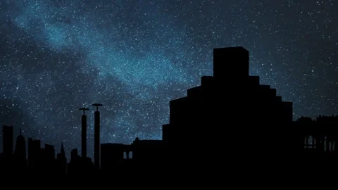 Museum of Islamic Art in Doha, Time Lapse by Night with Stars and Milky Way Stock Footage 276494867