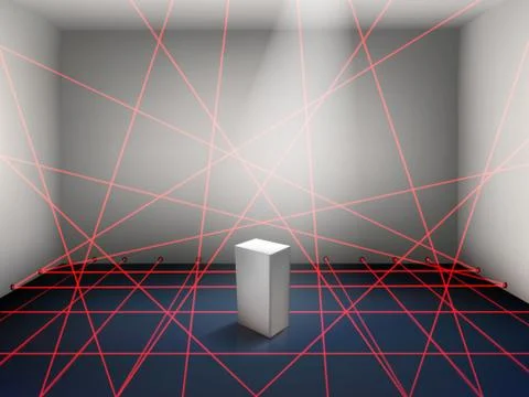 Museum laser beam security system realistic Stock Illustration