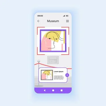Museum light smartphone interface vector template Stock Illustration