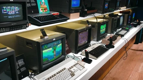 Museum of Old Computer Equipment yandex office retro vintage technology 스톡 동영상 213919050