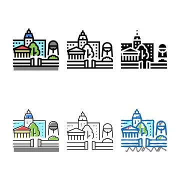 Museum pack gallery art object construction color icon vector Stock Illustration