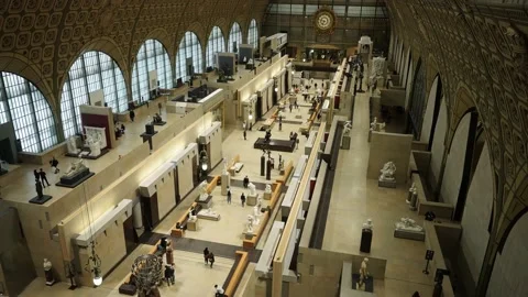 Museum in Paris interior establishing shot Slow Motion 4k 30p Stock Footage 170923652