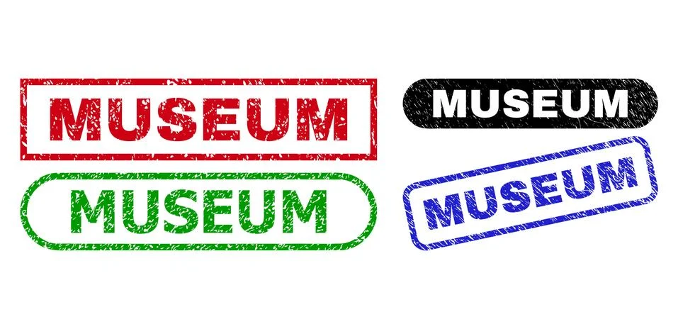 MUSEUM Rectangle Seals Using Grunge Surface Illustration