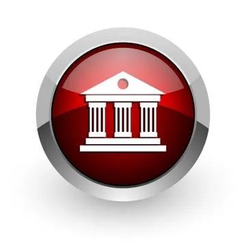 Museum red circle web glossy icon. 库存插图
