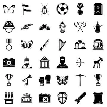 Museum science icons set, simple style Ilustração Stock