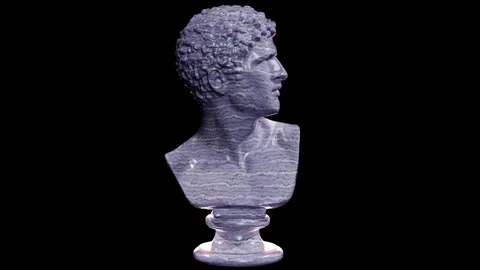 Museum Sculpture of Head of a Man Turntable Animation Stock Footage 337423898