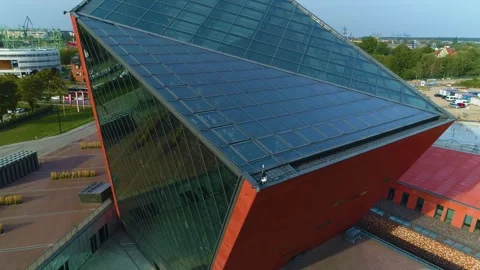 Museum Of The Second World War Gdansk Muzeum Aerial View Poland Stock Footage 241426443