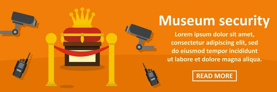 Museum security banner horizontal concept Stockillustratie
