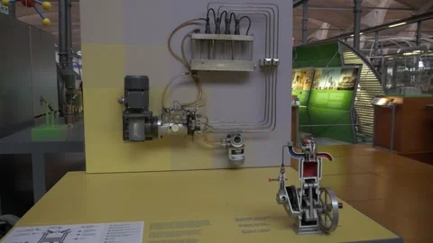 Museum valve machine inside metal industry compressor mNACTEC Stock Footage 344111311
